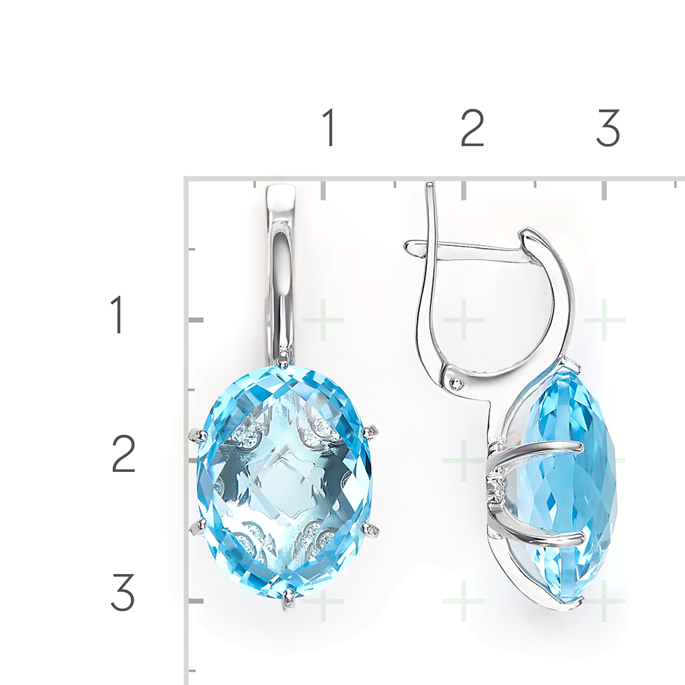 Серебряные серьги с топазом, фианитами от интернет магазина JEWELIN