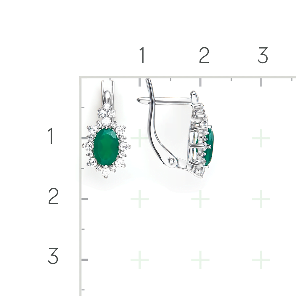 Серебряные серьги с халцедон, фианитами от интернет магазина JEWELIN