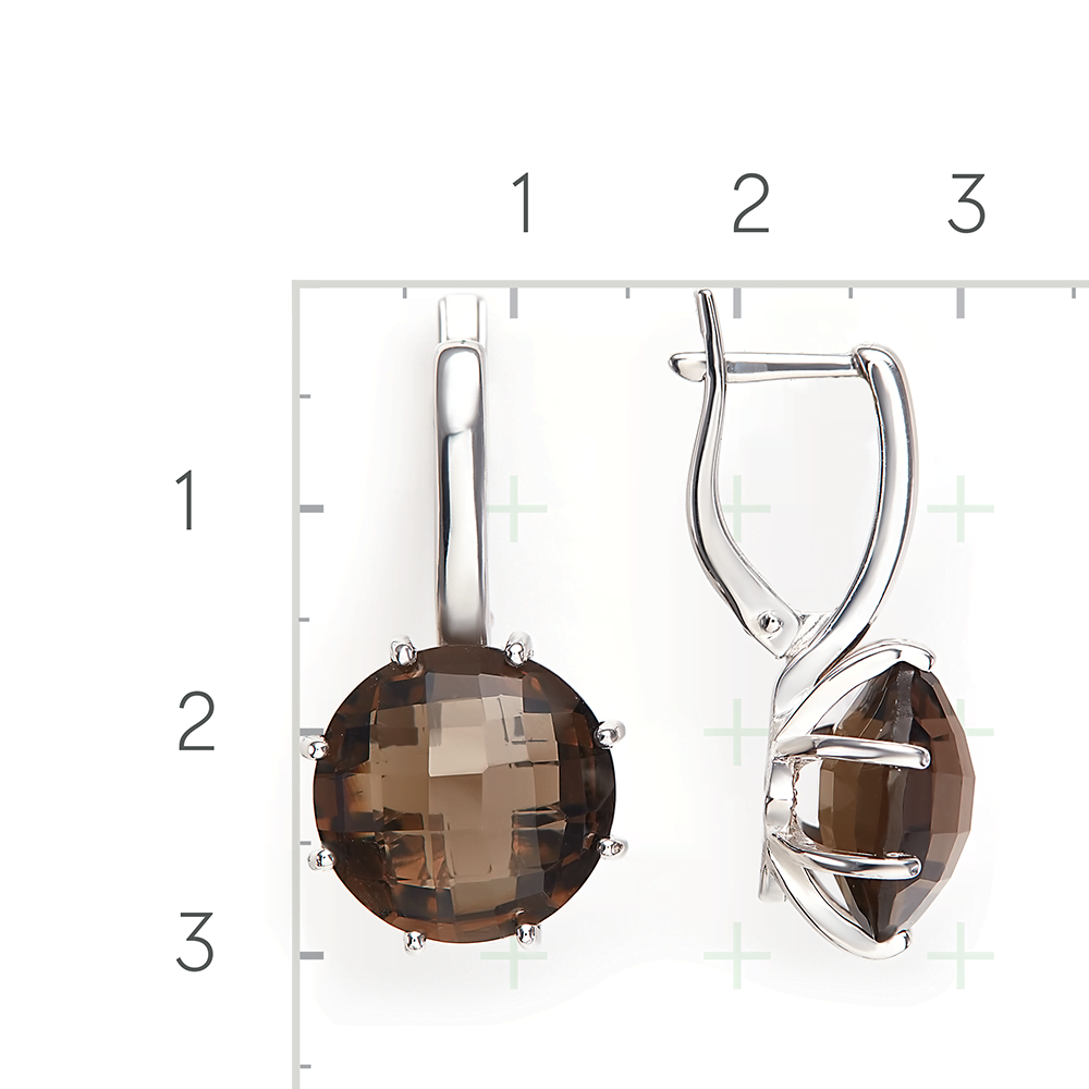 Серебряные серьги с кварцем, фианитами от интернет магазина JEWELIN