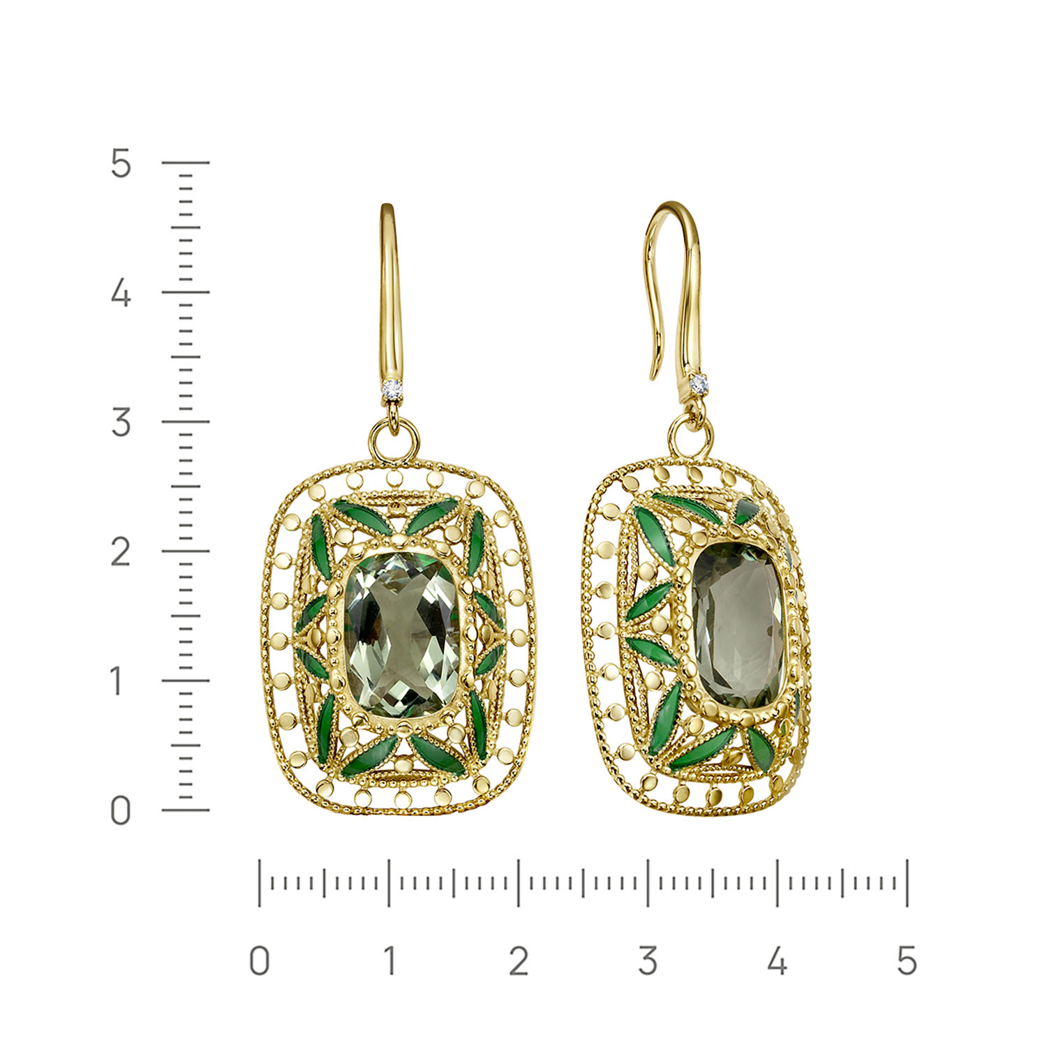 Серьги из серебра с празиолитом и фианитом от интернет магазина JEWELIN
