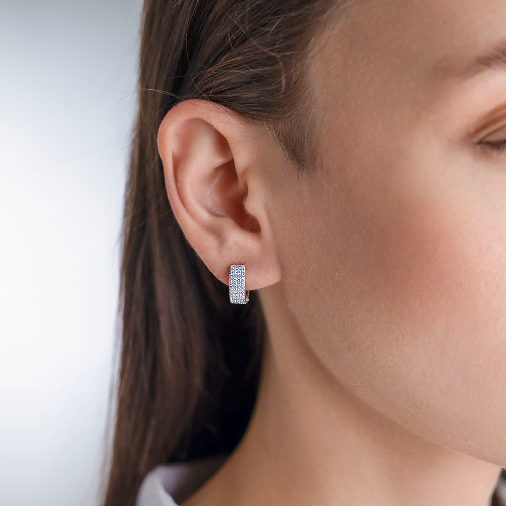 Серебряные серьги с фианитами от интернет магазина JEWELIN