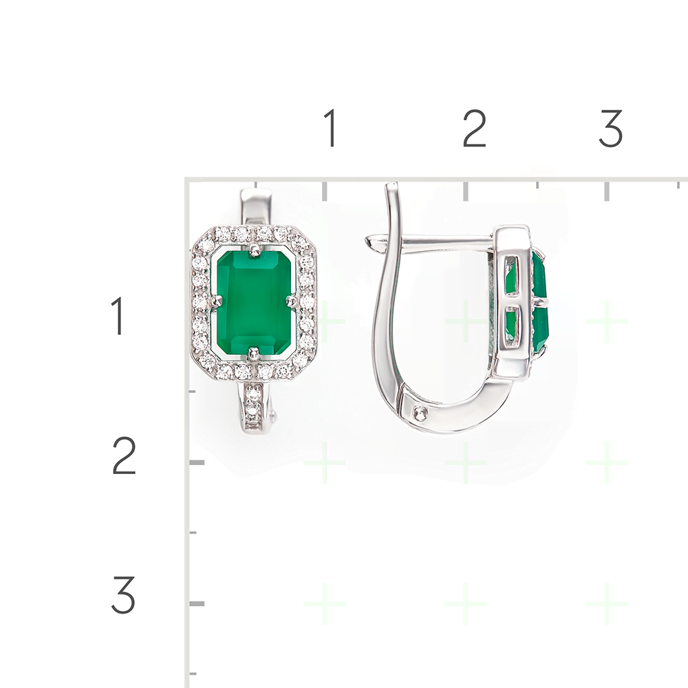Серебряные серьги с халцедон, фианитами от интернет магазина JEWELIN
