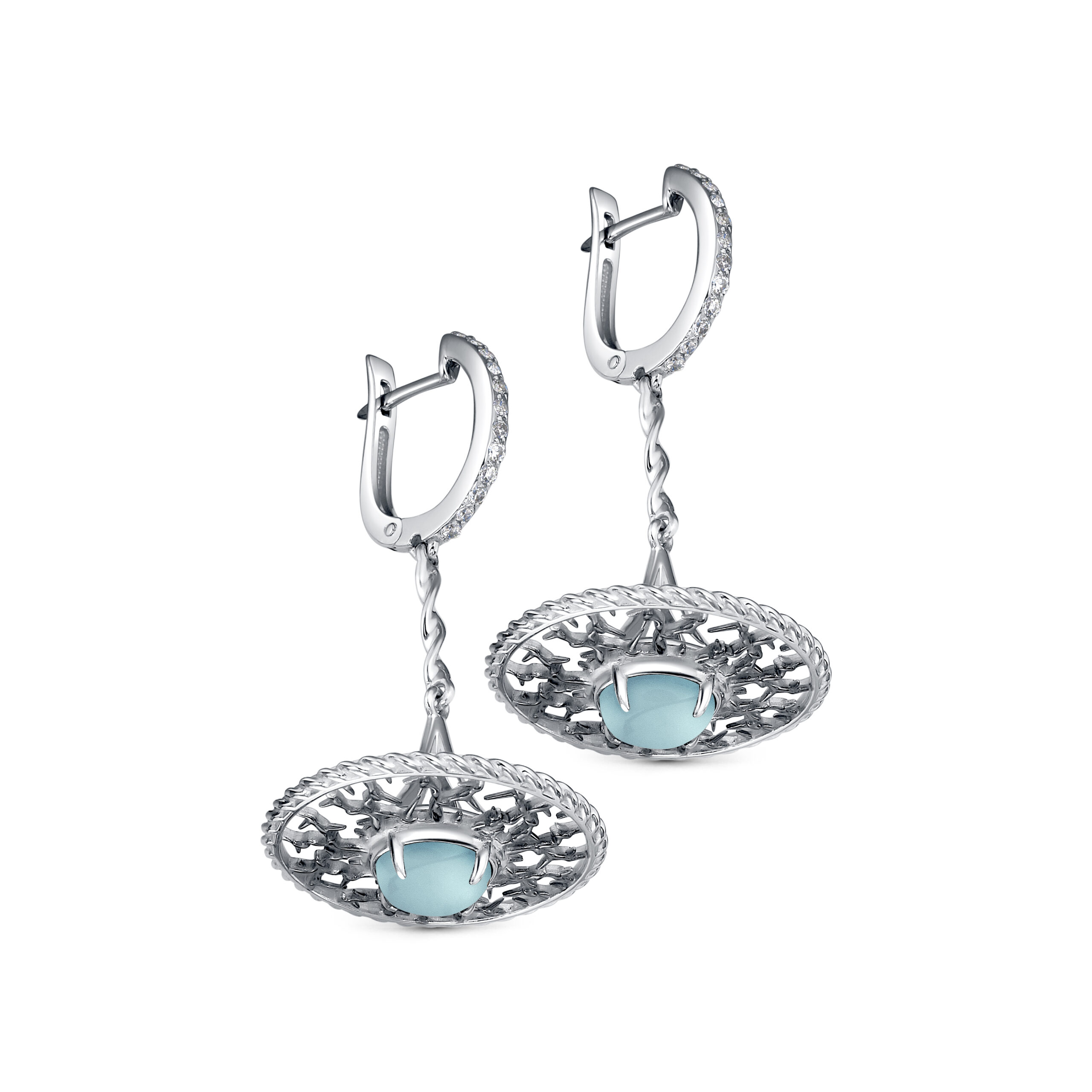 Серьги из серебра с ониксом и фианитом от интернет магазина JEWELIN