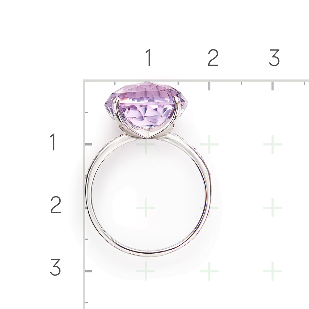 Серебряное кольцо с аметистом, фианитами от интернет магазина JEWELIN