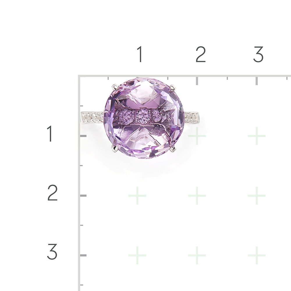 Серебряное кольцо с аметистом, фианитами от интернет магазина JEWELIN