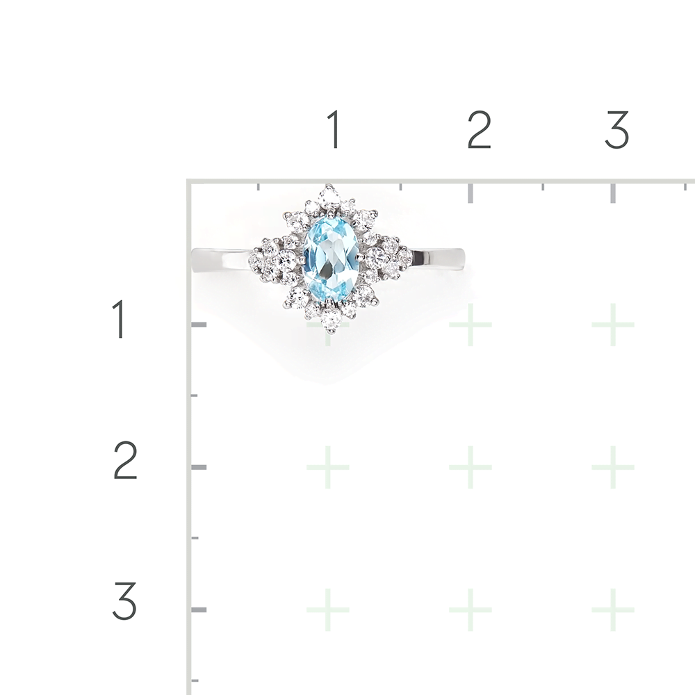 Серебряное кольцо с топазом, фианитами от интернет магазина JEWELIN