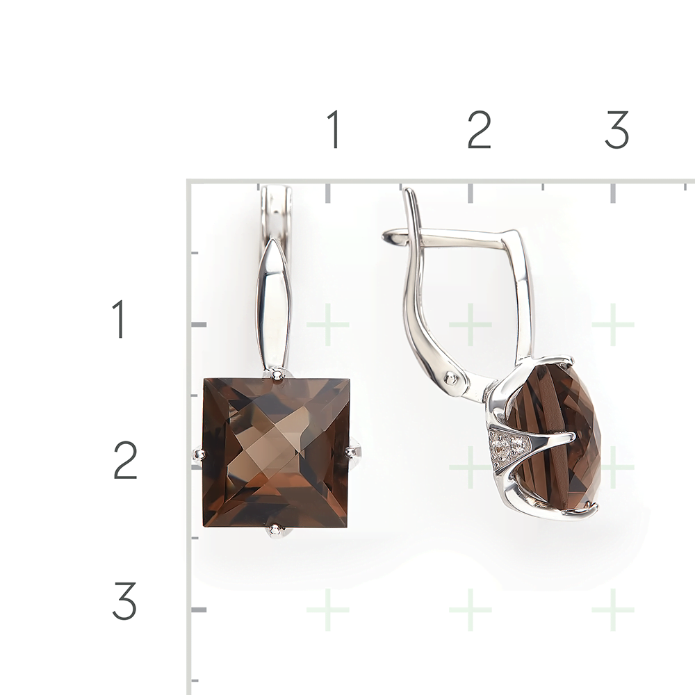 Серебряные серьги с кварцем, фианитами от интернет магазина JEWELIN