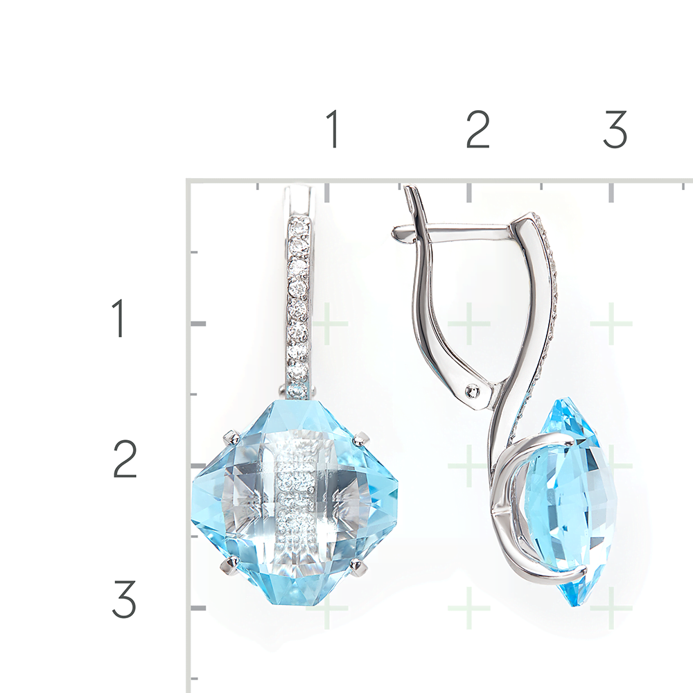 Серебряные серьги с топазом, фианитами от интернет магазина JEWELIN