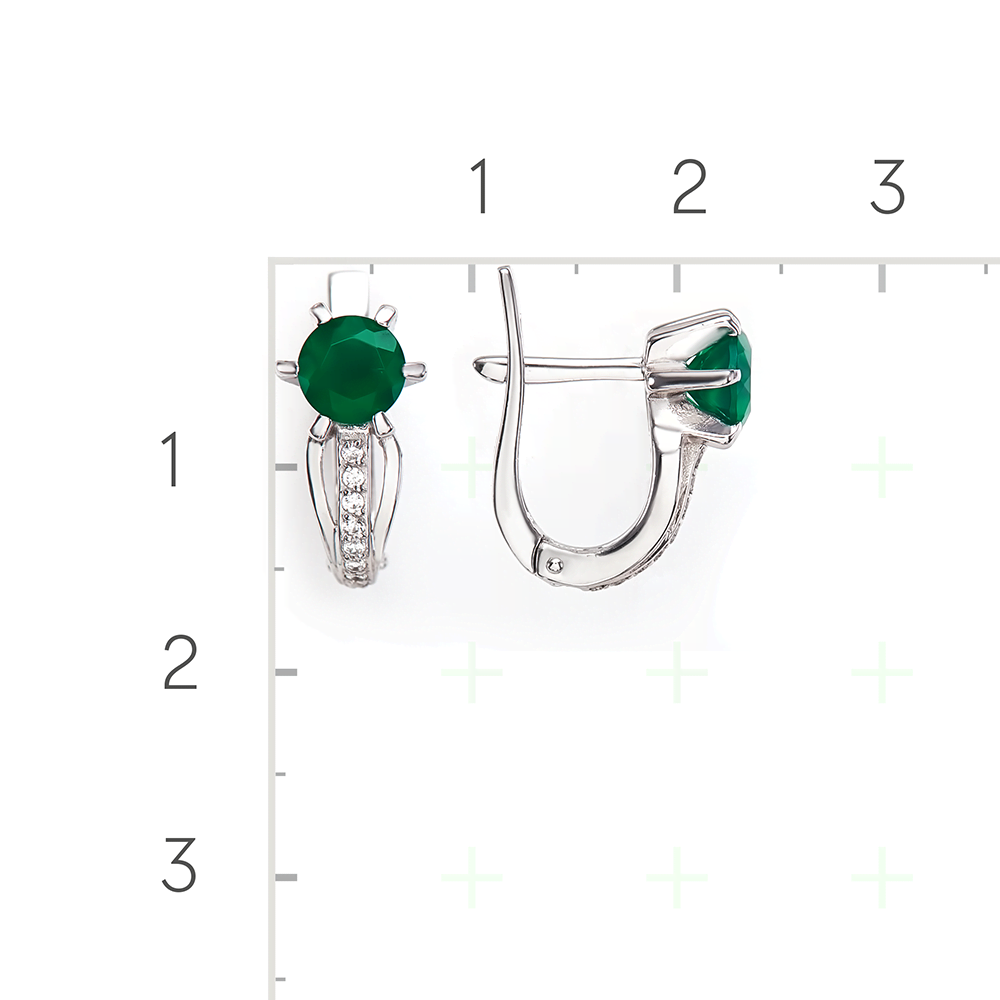 Серебряные серьги с халцедон, фианитами от интернет магазина JEWELIN