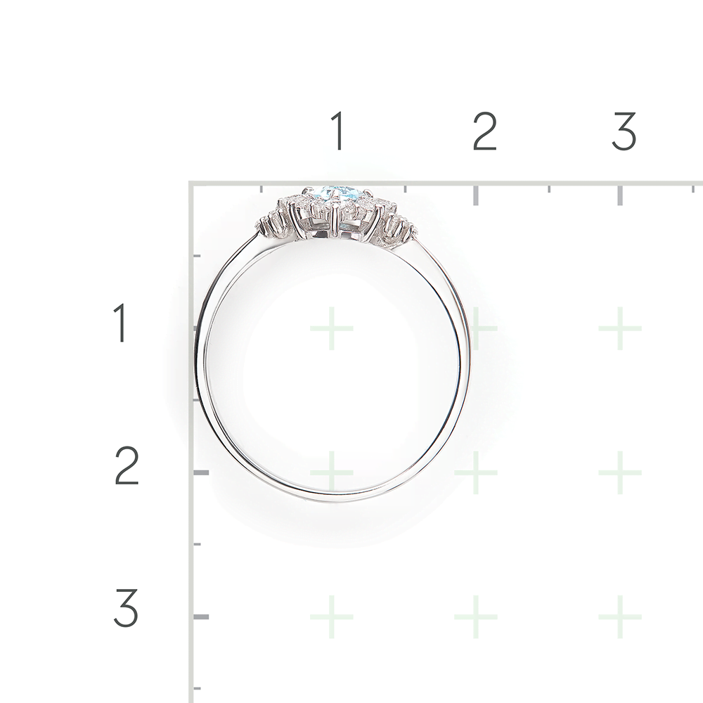 Серебряное кольцо с топазом, фианитами от интернет магазина JEWELIN