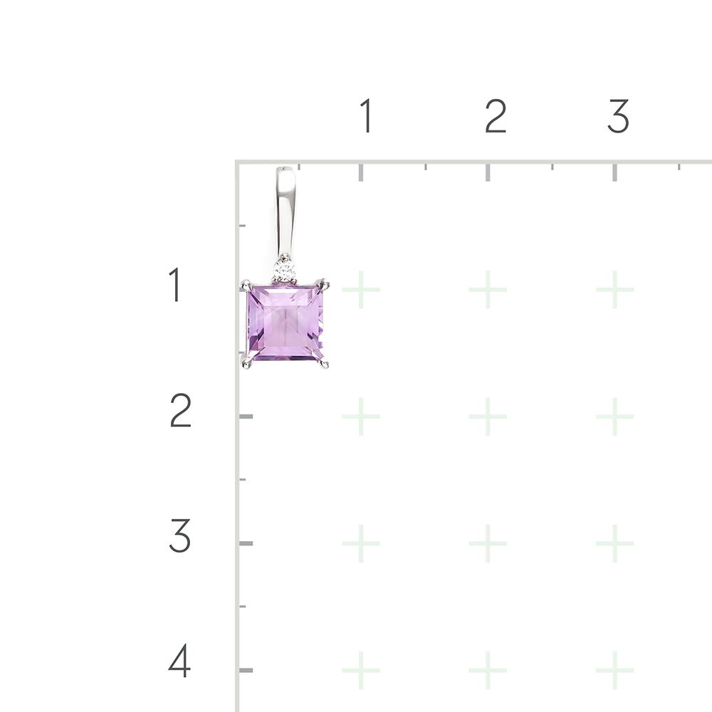 Серебряная подвеска с аметистом, фианитами от интернет магазина JEWELIN
