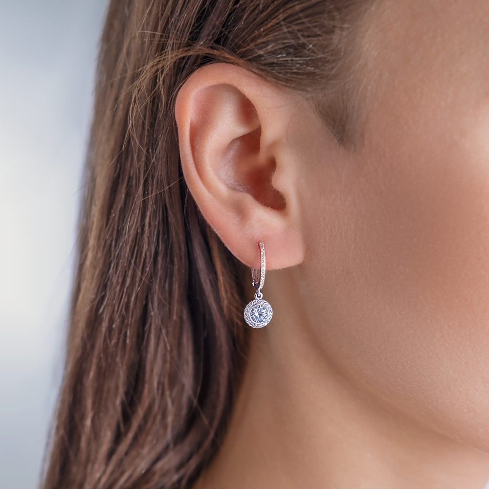 Серебряные серьги с фианитами от интернет магазина JEWELIN