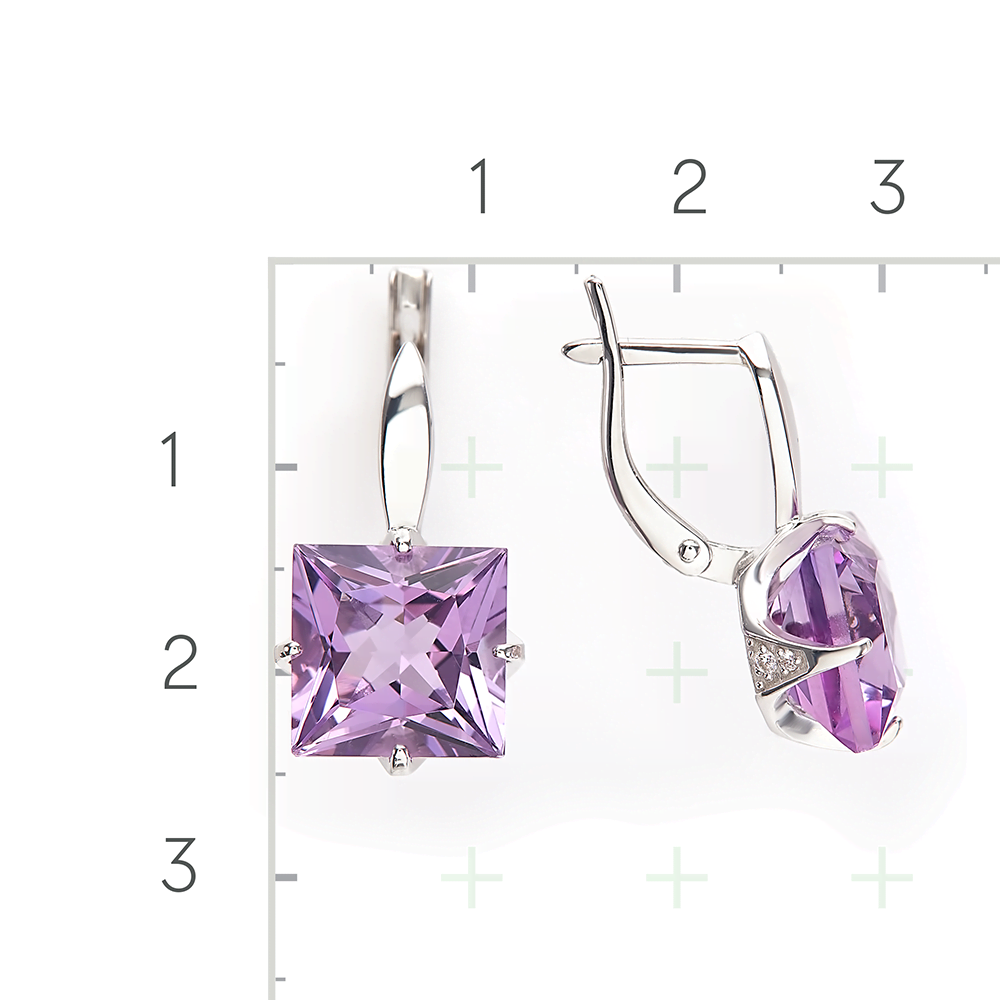 Серебряные серьги с аметистом, фианитами от интернет магазина JEWELIN