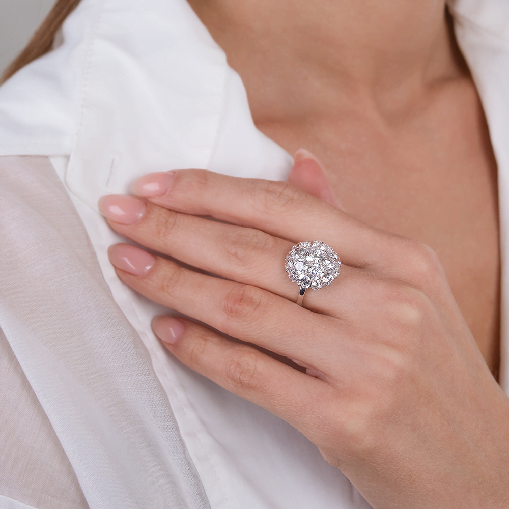 Серебряное кольцо с фианитами от интернет магазина JEWELIN