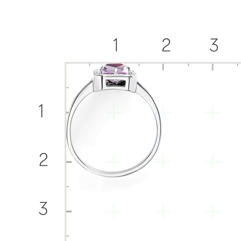 Серебряное кольцо с аметистом, фианитами от интернет магазина JEWELIN