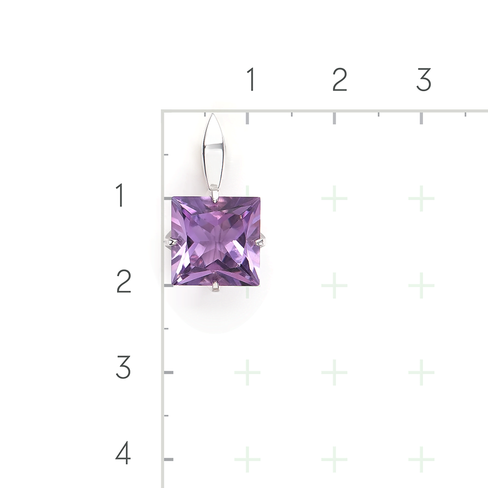 Серебряная подвеска с аметистом, фианитами от интернет магазина JEWELIN