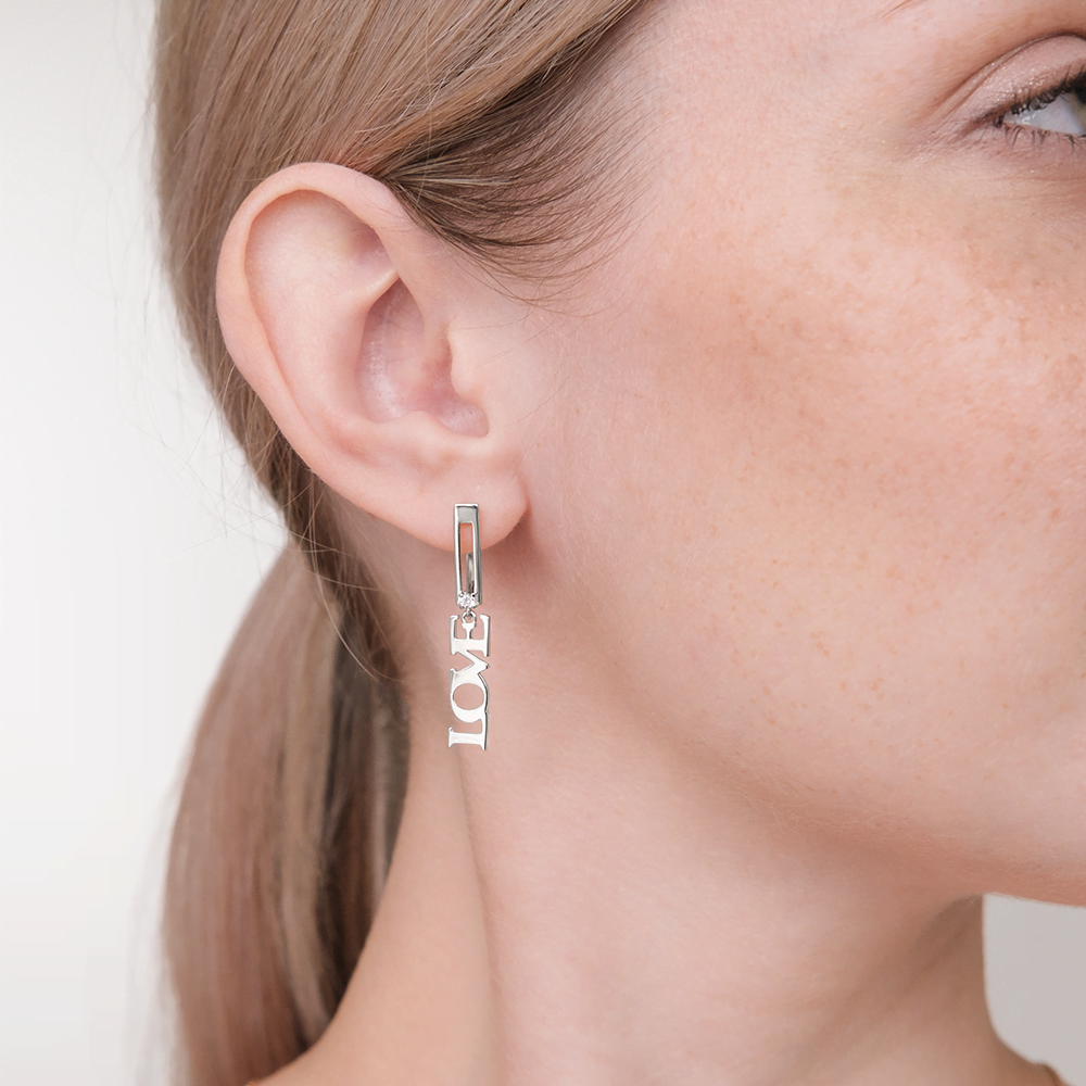 Серебряные серьги с фианитами от интернет магазина JEWELIN