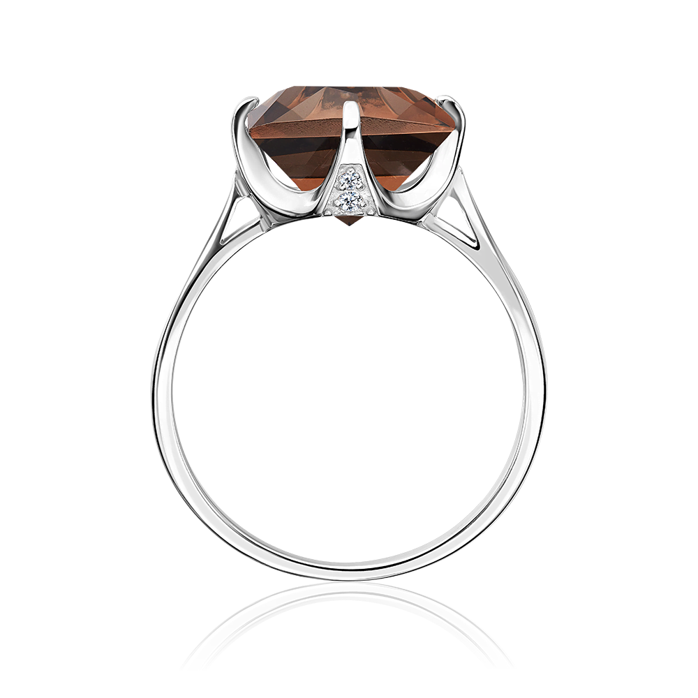 Серебряное кольцо с кварцем, фианитами от интернет магазина JEWELIN
