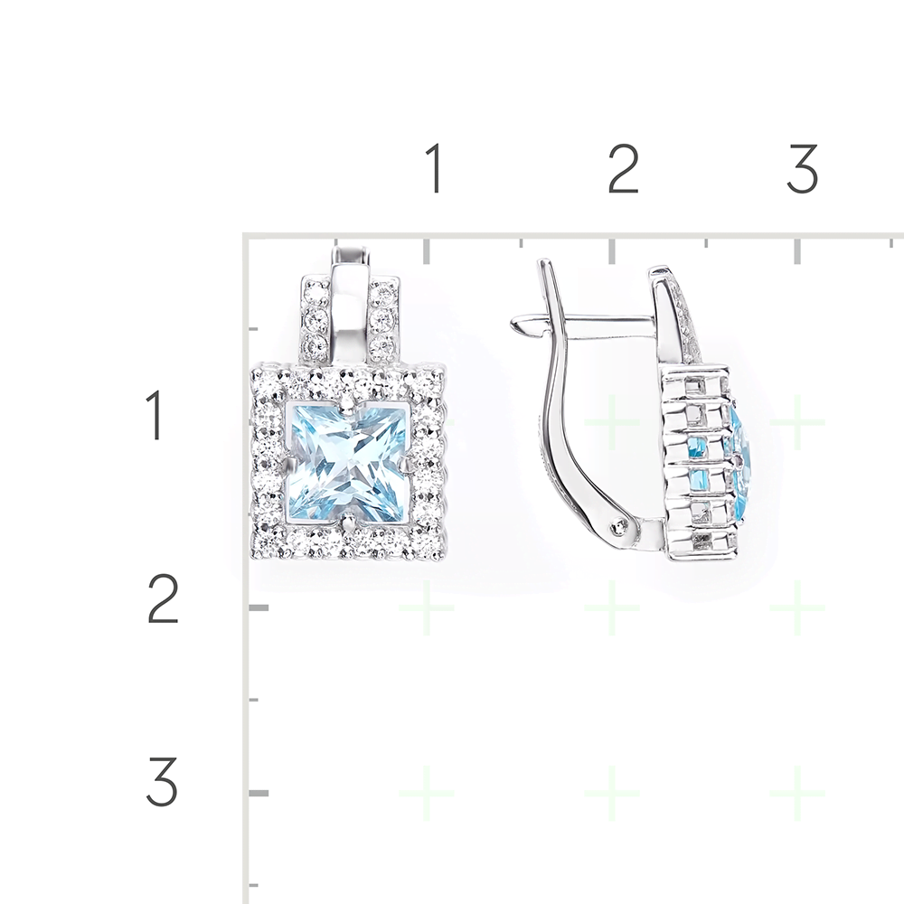 Серебряные серьги с топазом, фианитами от интернет магазина JEWELIN
