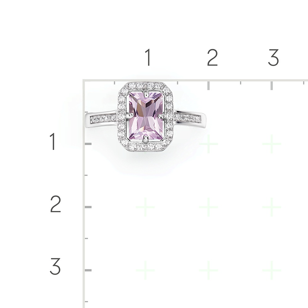 Серебряное кольцо с аметистом, фианитами от интернет магазина JEWELIN