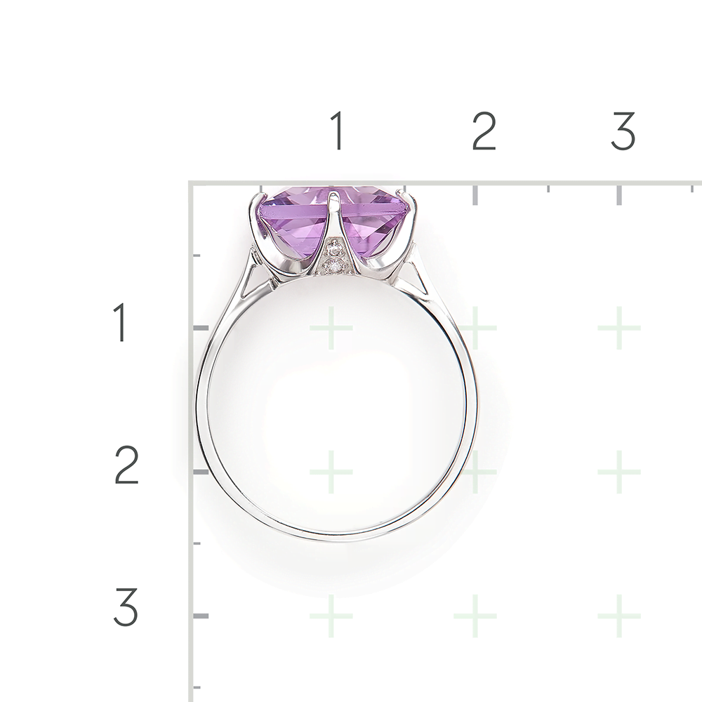 Серебряное кольцо с аметистом, фианитами от интернет магазина JEWELIN