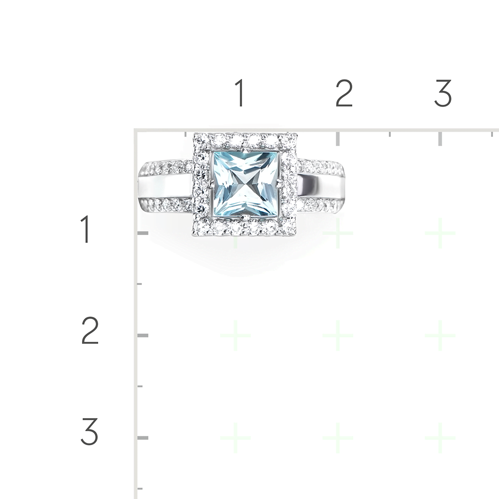 Серебряное кольцо с топазом, фианитами от интернет магазина JEWELIN
