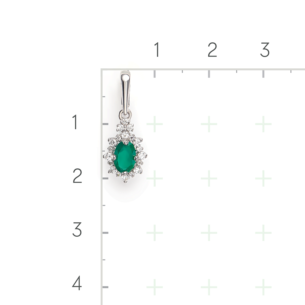 Серебряная подвеска с халцедон, фианитами от интернет магазина JEWELIN
