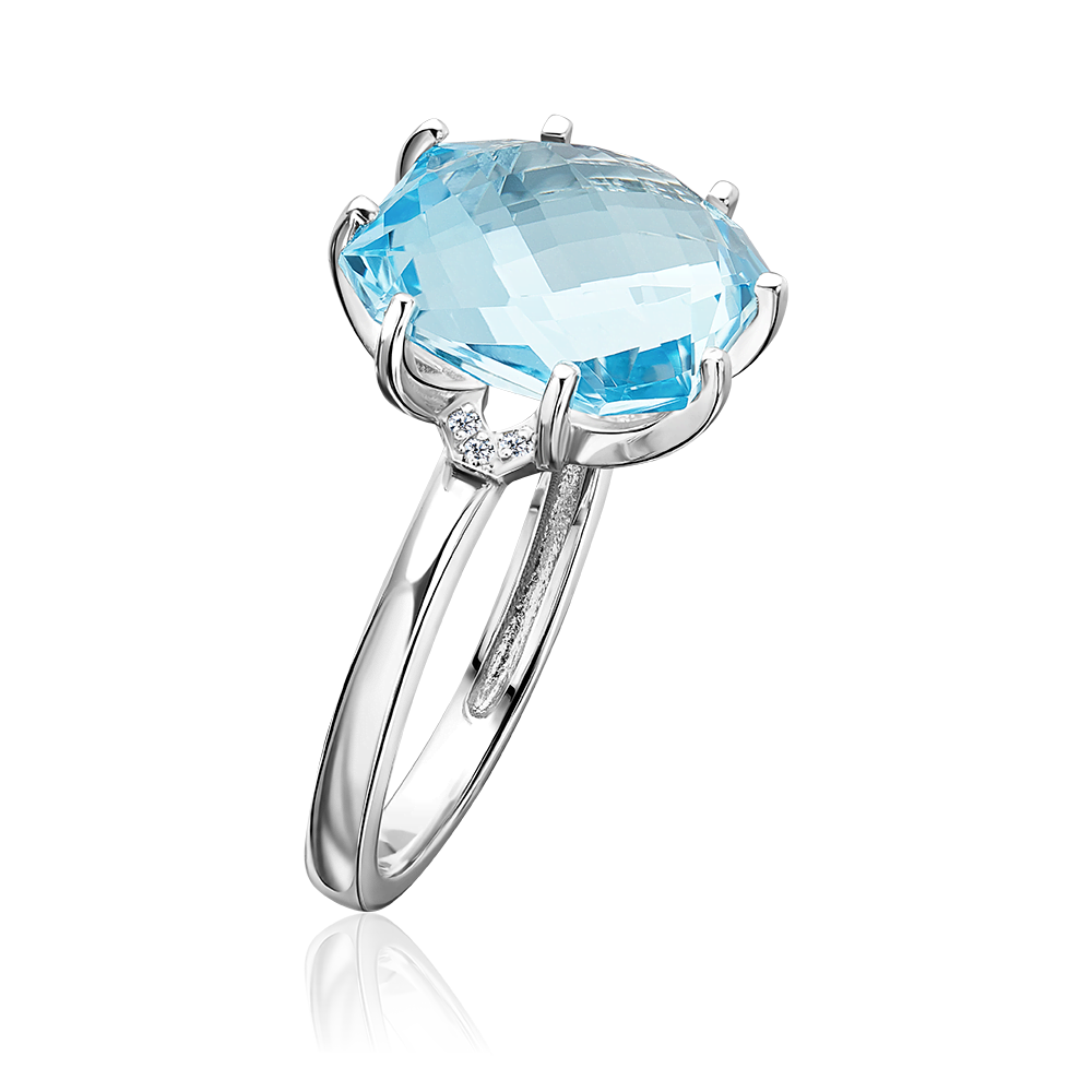 Серебряное кольцо с топазом, фианитами от интернет магазина JEWELIN