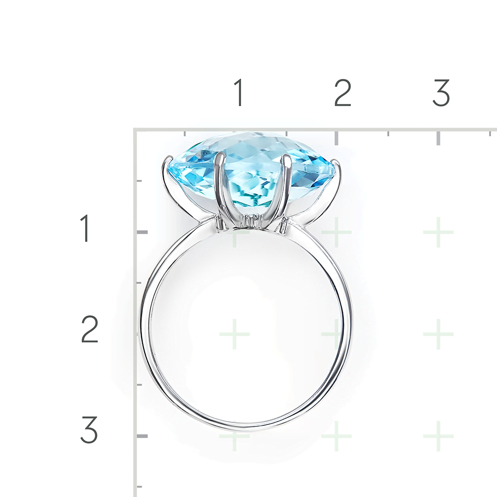 Серебряное кольцо с топазом, фианитами от интернет магазина JEWELIN